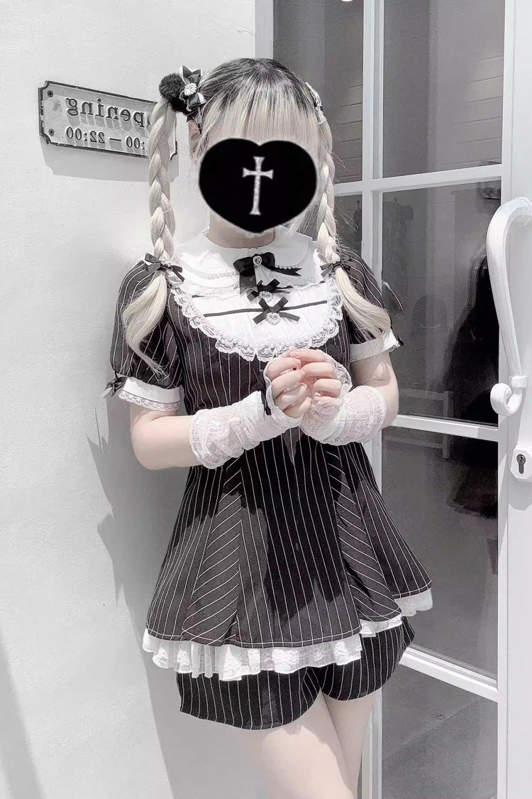 Lolita Dress - Moonlight Whispers, 2 Colors, Plaid, Striped, Bow Detail - additional product view 9