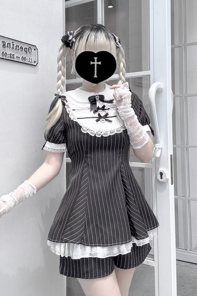 Lolita Dress - Moonlight Whispers, 2 Colors, Plaid, Striped, Bow Detail - additional product view 10