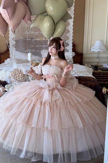 Lolita Dress - Mousse Love Song, Pink, Layered, Sweet Style, Bow Detail - additional product view 6