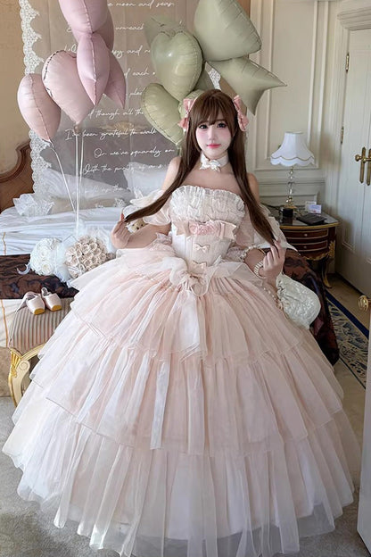Lolita Dress - Mousse Love Song, Pink, Layered, Sweet Style, Bow Detail - main product image