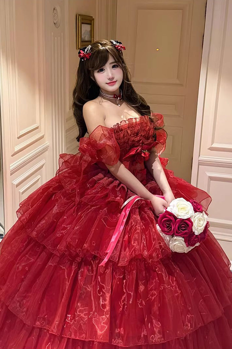 Lolita Dress - Mousse Love Song, Red, Bow Detail, Ruffled, Layered - additional product view 10