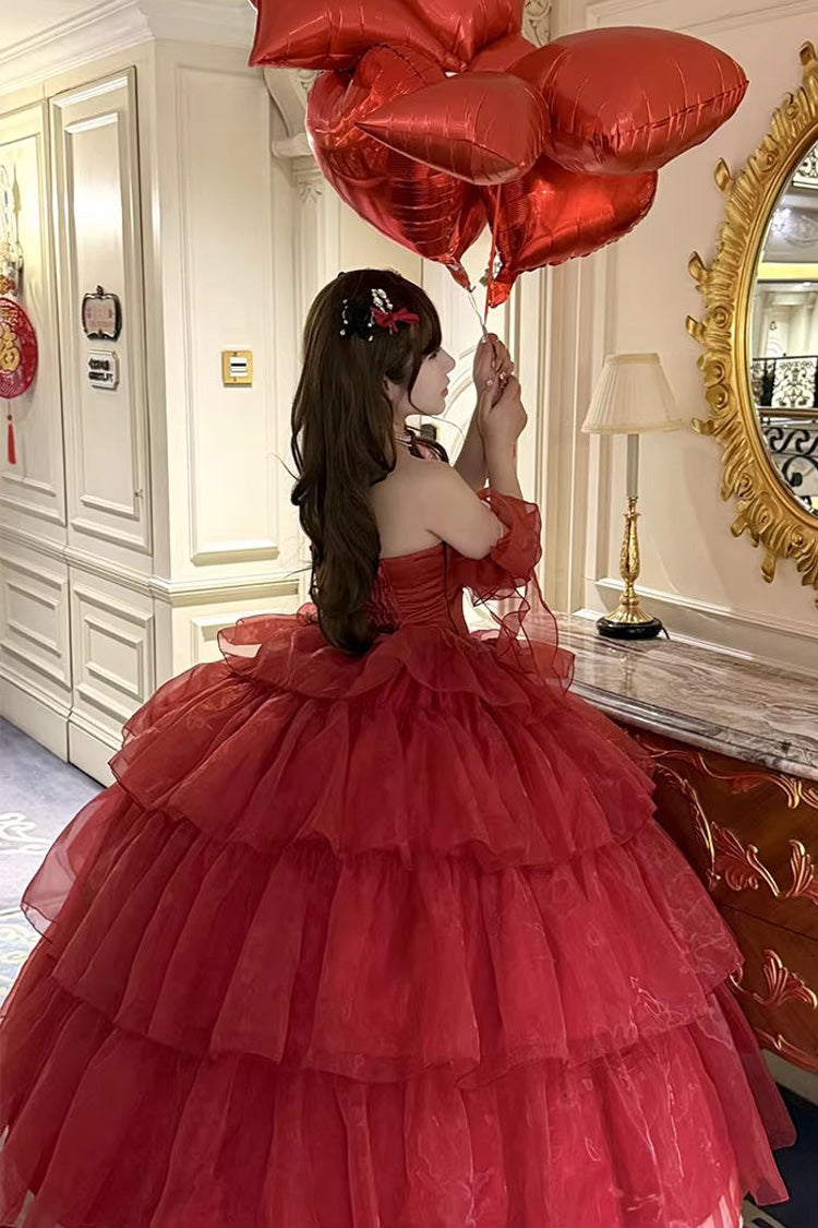 Lolita Dress - Mousse Love Song, Red, Bow Detail, Ruffled, Layered - additional product view 11
