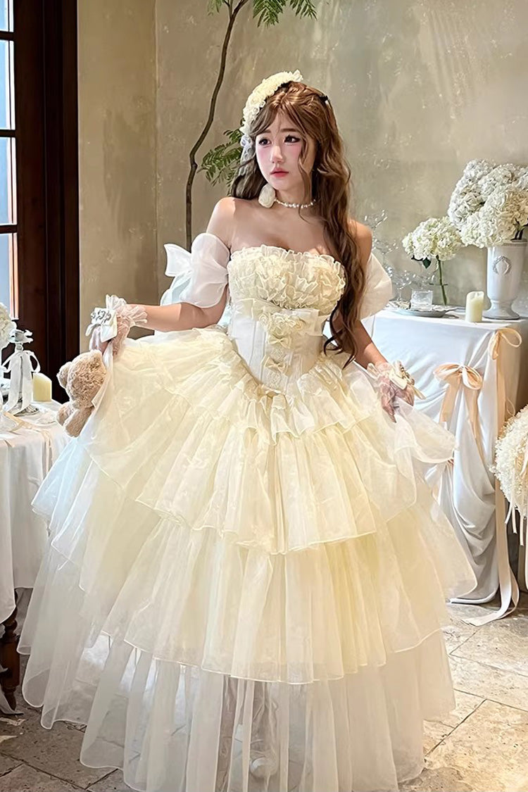 Lolita Dress - Mousse Love Song, White, Bow Detail, Ruffled, Layered - additional product view 3