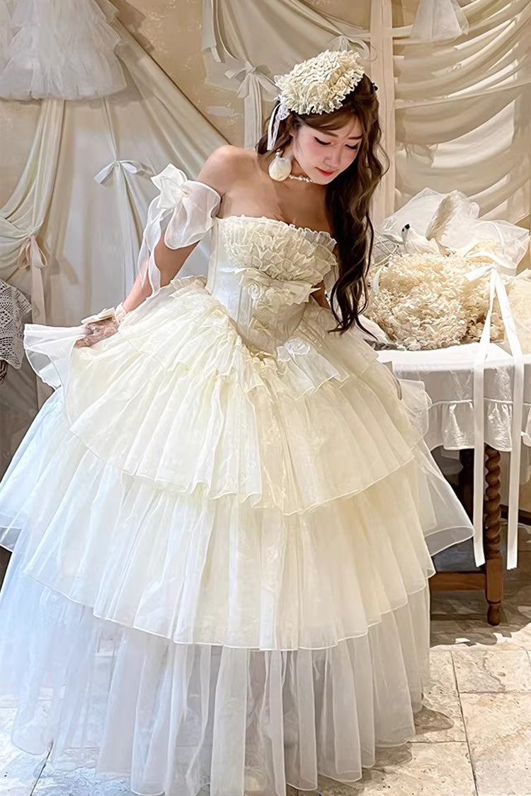 Lolita Dress - Mousse Love Song, White, Bow Detail, Ruffled, Layered - additional product view 4