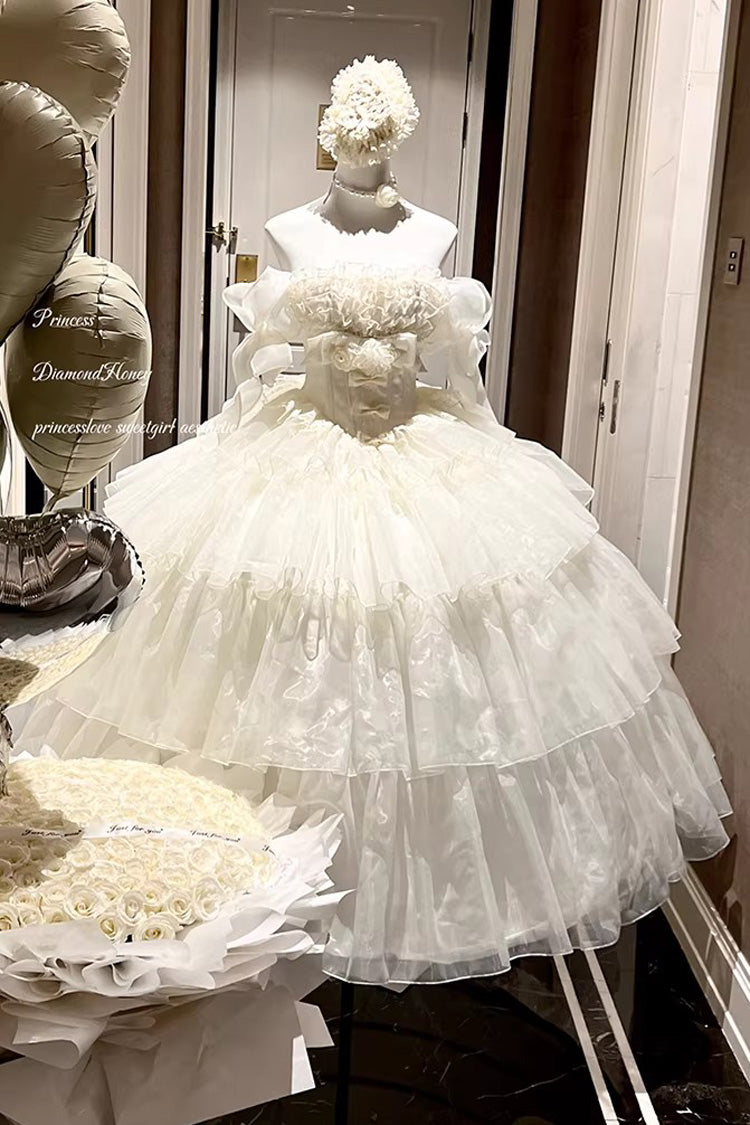 Lolita Dress - Mousse Love Song, White, Bow Detail, Ruffled, Layered - additional product view 5