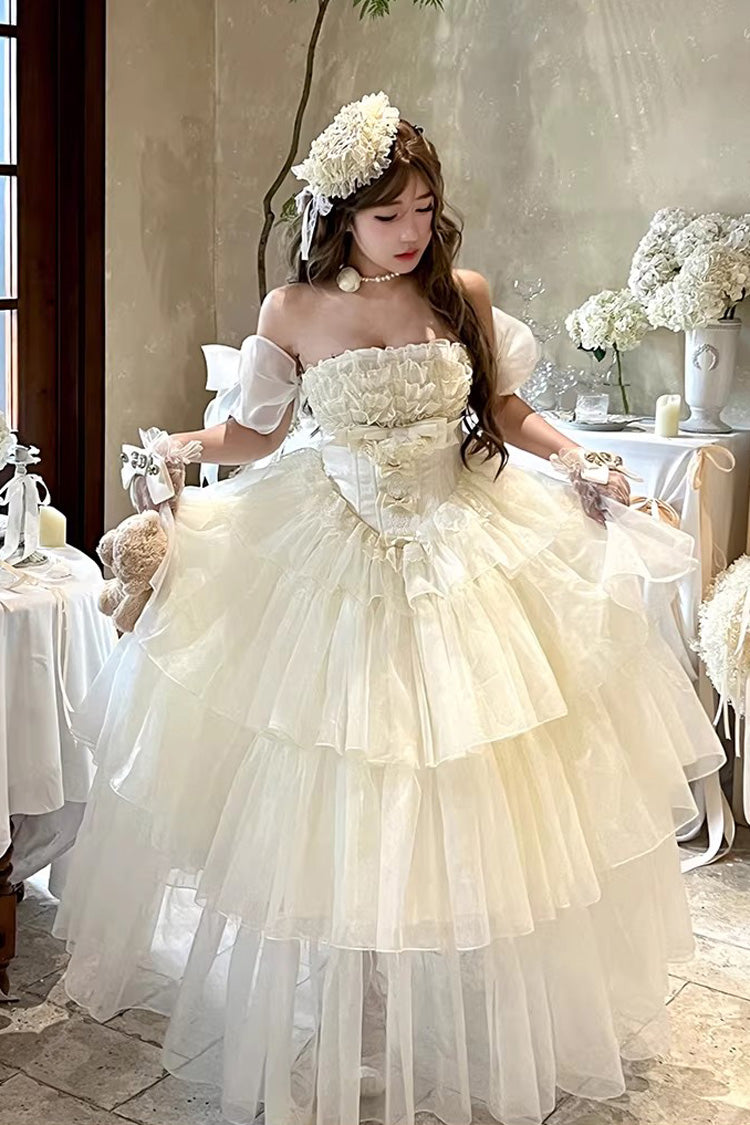 Lolita Dress - Mousse Love Song, White, Bow Detail, Ruffled, Layered - additional product view 6