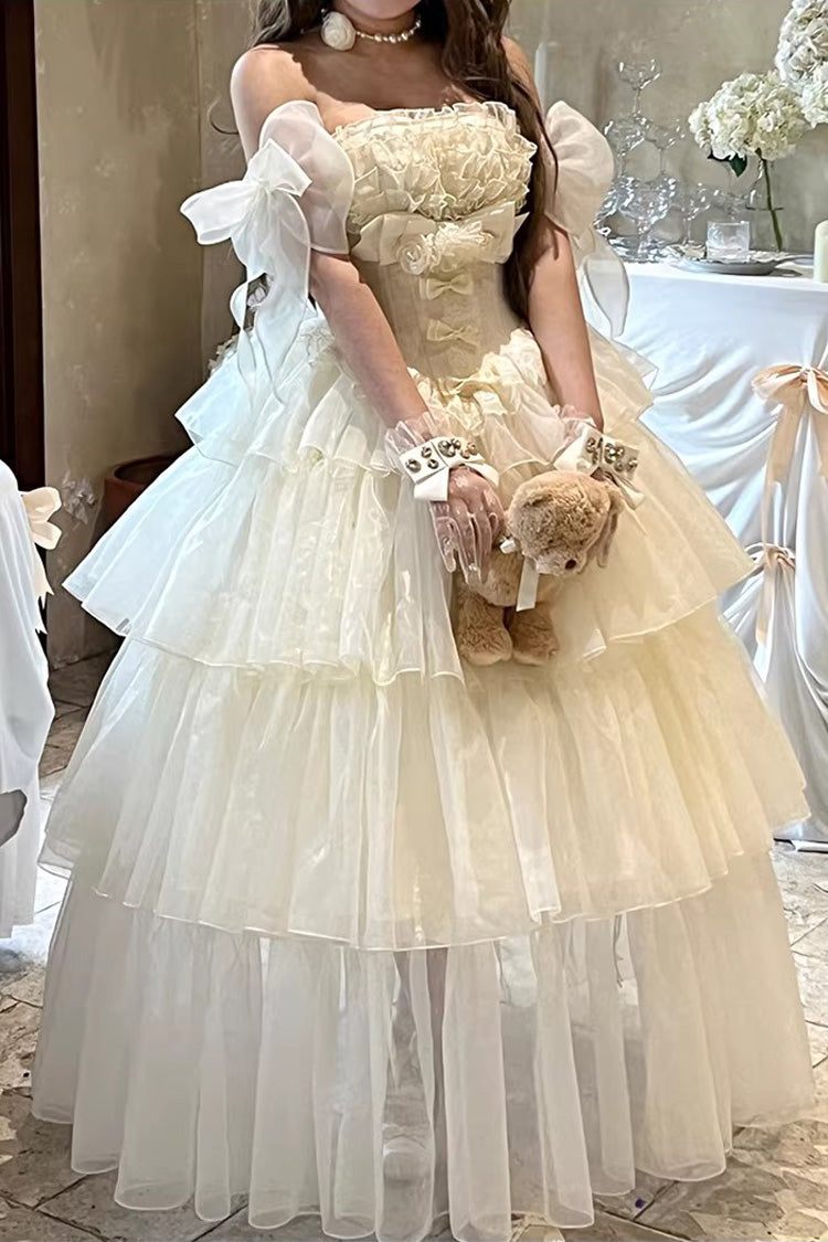 Lolita Dress - Mousse Love Song, White, Bow Detail, Ruffled, Layered - additional product view 8