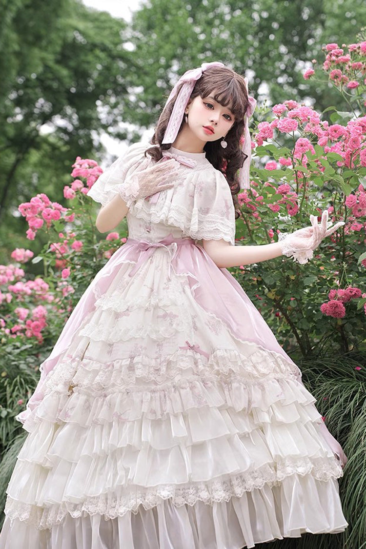 Lolita Dress - Multi-color Bellflower Print, Multi-Color, Ruffled, Printed, Sweet Style - additional product view 2