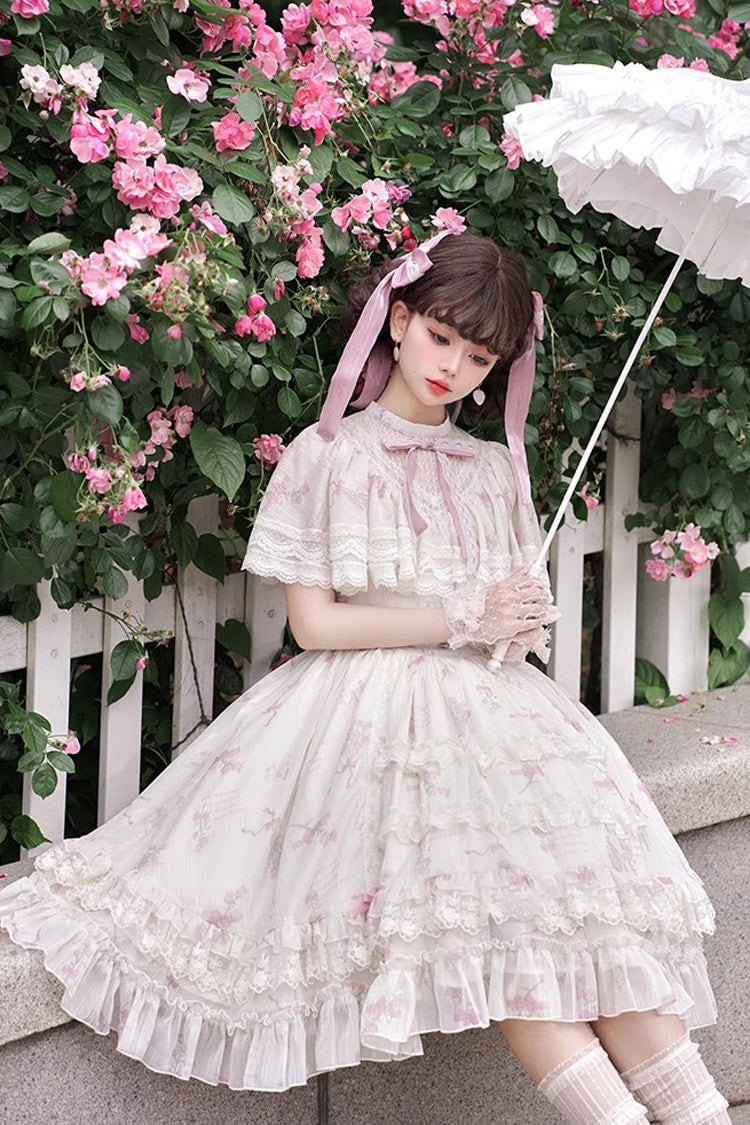 Lolita Dress - Multi-color Bellflower Print, Multi-Color, Ruffled, Printed, Sweet Style - additional product view 3