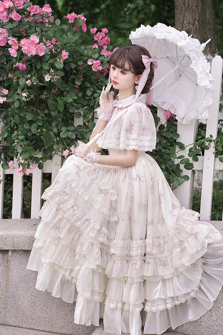 Lolita Dress - Multi-color Bellflower Print, Multi-Color, Ruffled, Printed, Sweet Style - additional product view 4