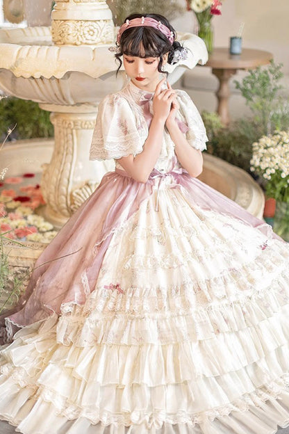 Lolita Dress - Multi-color Bellflower Print, Multi-Color, Ruffled, Printed, Sweet Style - additional product view 5