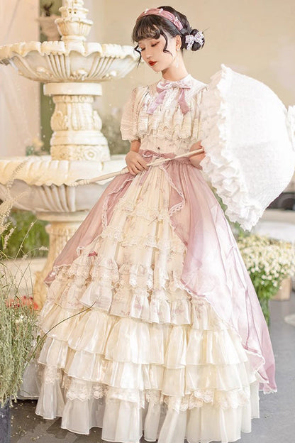 Lolita Dress - Multi-color Bellflower Print, Multi-Color, Ruffled, Printed, Sweet Style - additional product view 6