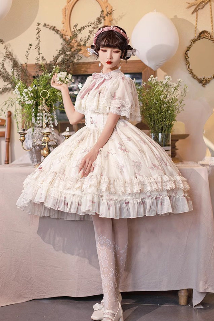 Lolita Dress - Multi-color Bellflower Print, Multi-Color, Ruffled, Printed, Sweet Style - additional product view 7