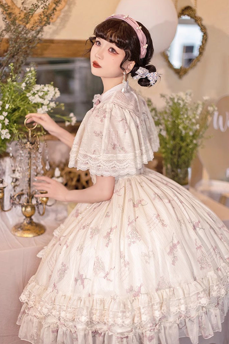 Lolita Dress - Multi-color Bellflower Print, Multi-Color, Ruffled, Printed, Sweet Style - additional product view 8
