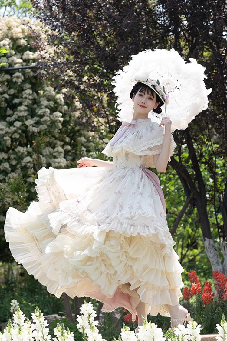 Lolita Dress - Multi-color Bellflower Print, Multi-Color, Ruffled, Printed, Sweet Style - additional product view 12