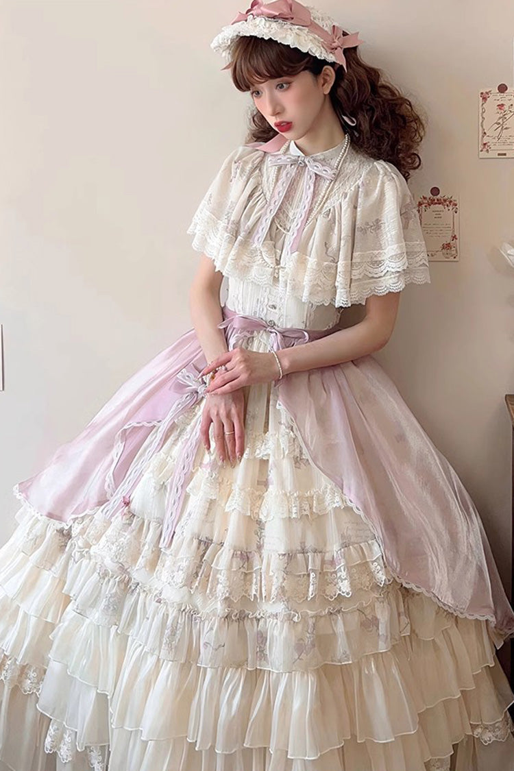 Lolita Dress - Multi-color Bellflower Print, Multi-Color, Ruffled, Printed, Sweet Style - additional product view 13