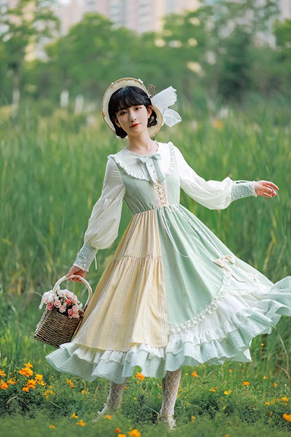 Lolita Dress - Multi-color Plaid Print, Multi-Color, Plaid, Sweet Style, Ruffled - additional product view 5