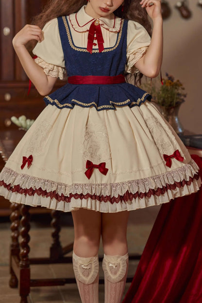 Lolita Dress - Multi-color Snow White Lapel, White, Ruffled, Sweet Style - main product image