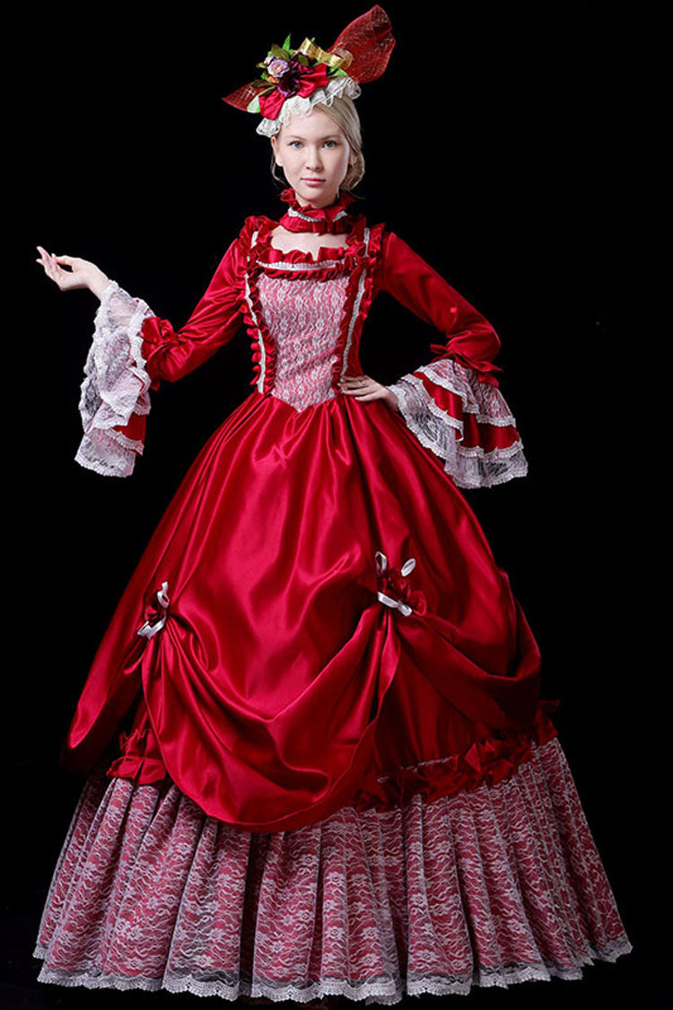 Lolita Dress - Multi-layer Hime Sleeves High, Red, High Waist, Embroidered - additional product view 2