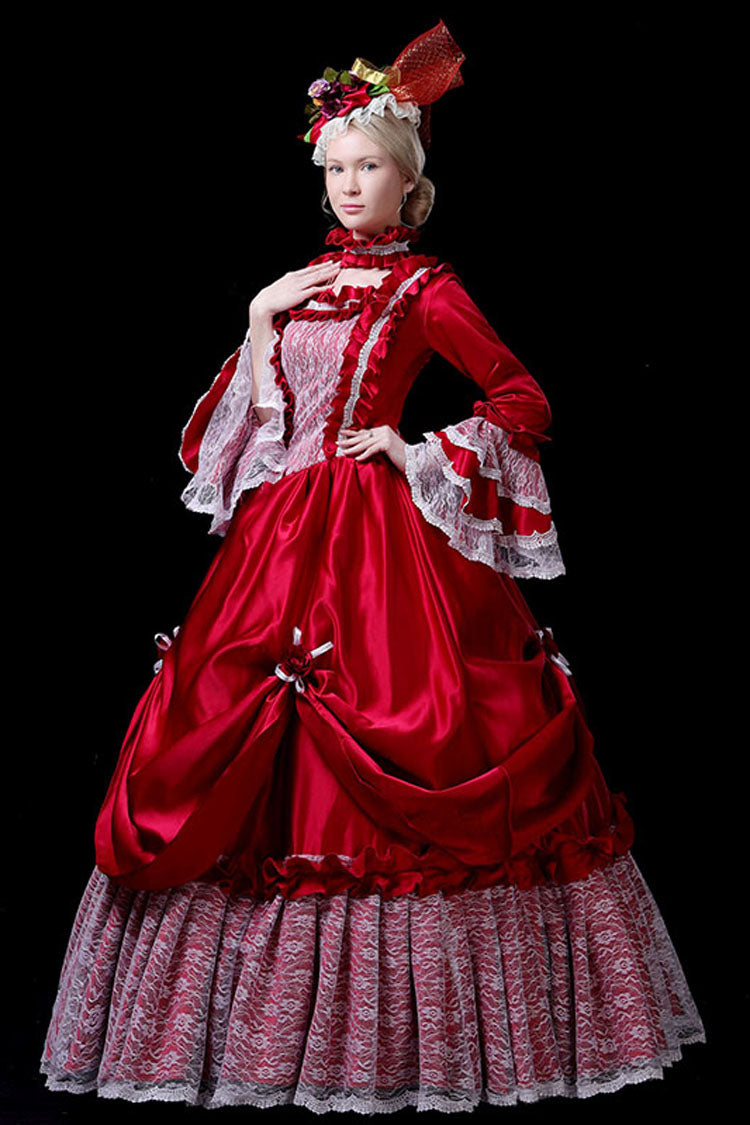 Lolita Dress - Multi-layer Hime Sleeves High, Red, High Waist, Embroidered - additional product view 3