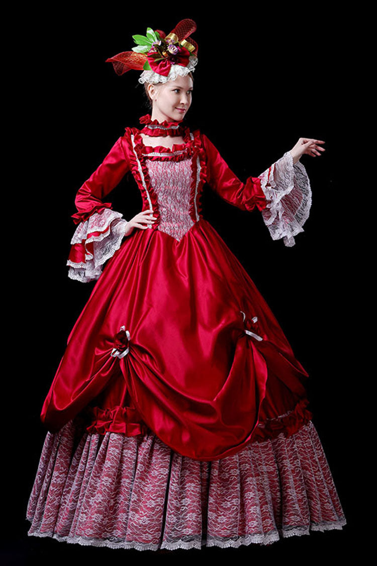 Lolita Dress - Multi-layer Hime Sleeves High, Red, High Waist, Embroidered - additional product view 4