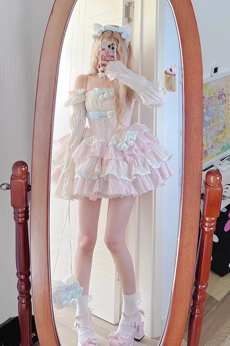 Lolita Dress - Multi-layer, Pink, Sweet Style, Bow Detail, Ruffled - additional product view 2