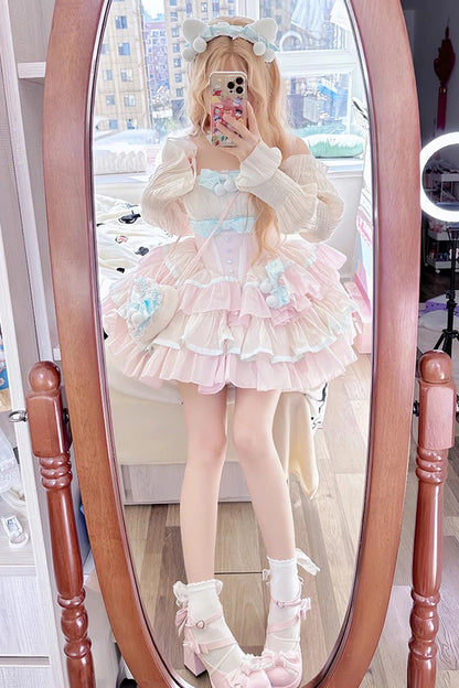 Lolita Dress - Multi-layer, Pink, Sweet Style, Bow Detail, Ruffled - additional product view 3