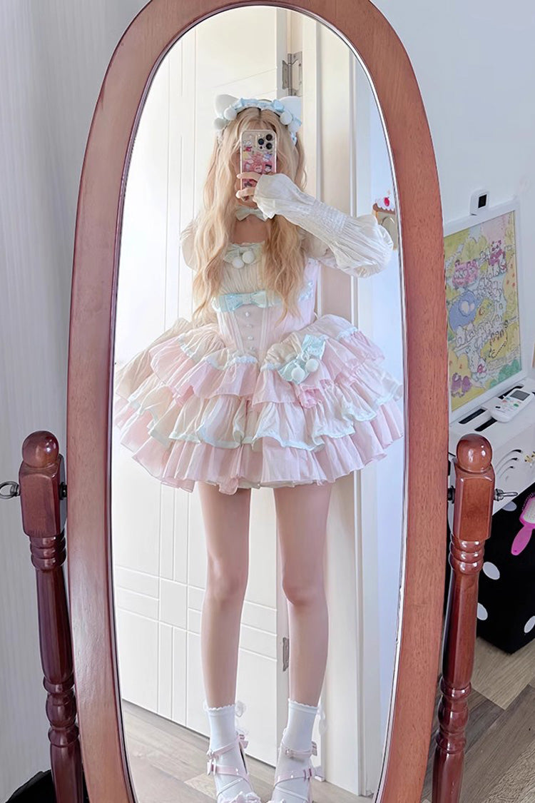 Lolita Dress - Multi-layer, Pink, Sweet Style, Bow Detail, Ruffled - additional product view 4