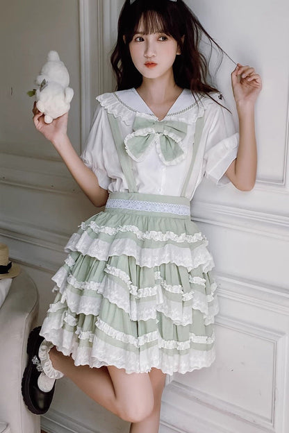 Lolita Dress - Multi-layer Scarlett Summer, 2 Colors, Ruffled, Sweet Style, Bow Detail - additional product view 4