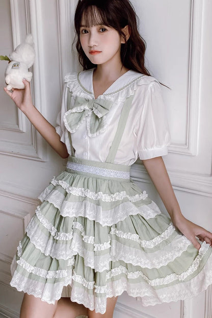 Lolita Dress - Multi-layer Scarlett Summer, 2 Colors, Ruffled, Sweet Style, Bow Detail - additional product view 5
