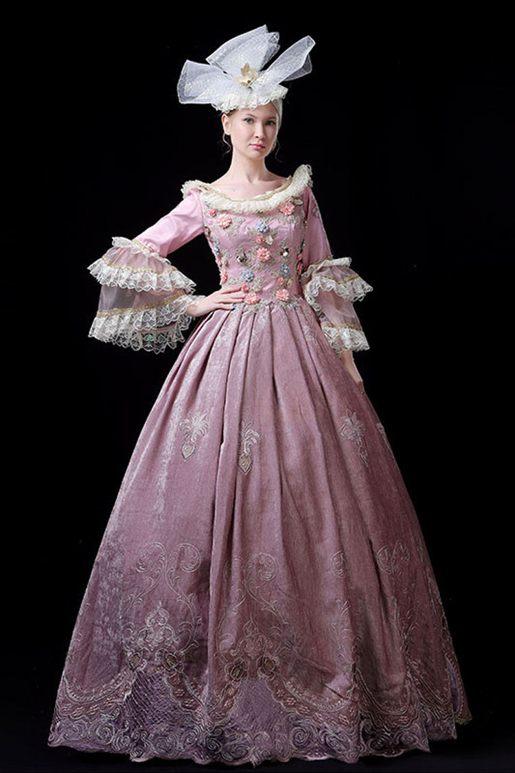 Lolita Dress - Multi-layer Trumpet Sleeves High, Pink, High Waist, Printed, Embroidered - additional product view 3