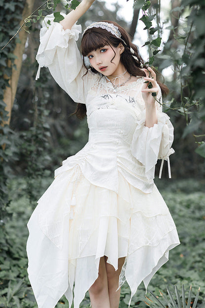 Lolita Dress - Multi-layer, White, Bow Detail, Sweet Style - Tea Party Dress - additional product view 3