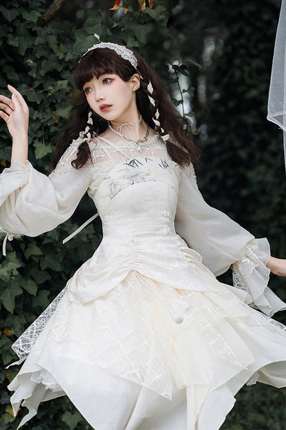 Lolita Dress - Multi-layer, White, Bow Detail, Sweet Style - Tea Party Dress - additional product view 4