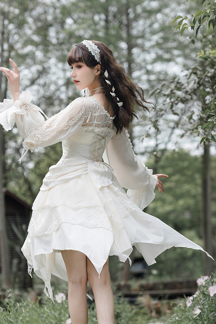 Lolita Dress - Multi-layer, White, Bow Detail, Sweet Style - Tea Party Dress - additional product view 5