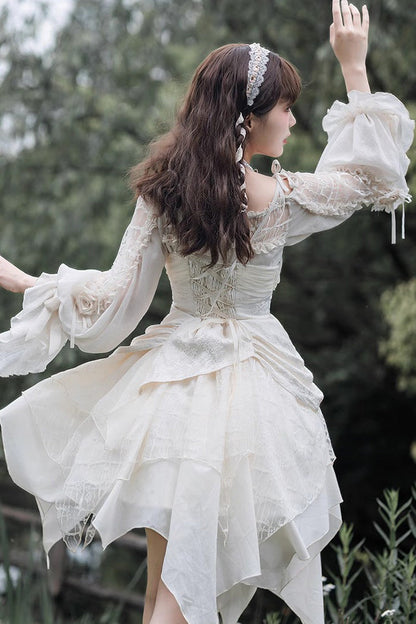 Lolita Dress - Multi-layer, White, Bow Detail, Sweet Style - Tea Party Dress - additional product view 6