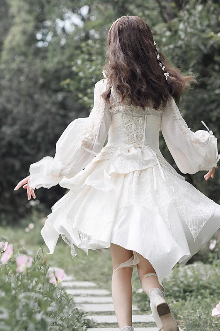 Lolita Dress - Multi-layer, White, Bow Detail, Sweet Style - Tea Party Dress - additional product view 7