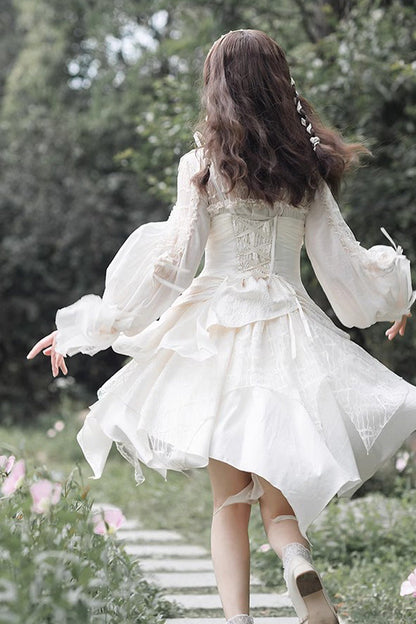 Lolita Dress - Multi-layer, White, Bow Detail, Sweet Style - Tea Party Dress - additional product view 7