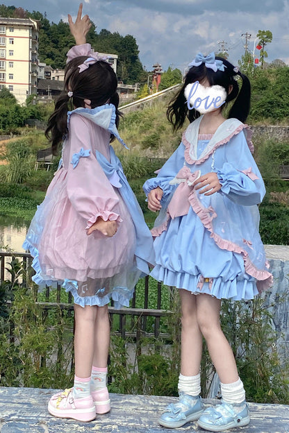 Lolita Dress - Music Notes Print Ruffle, Pink, Lace Trim, Ruffled, Printed - additional product view 2