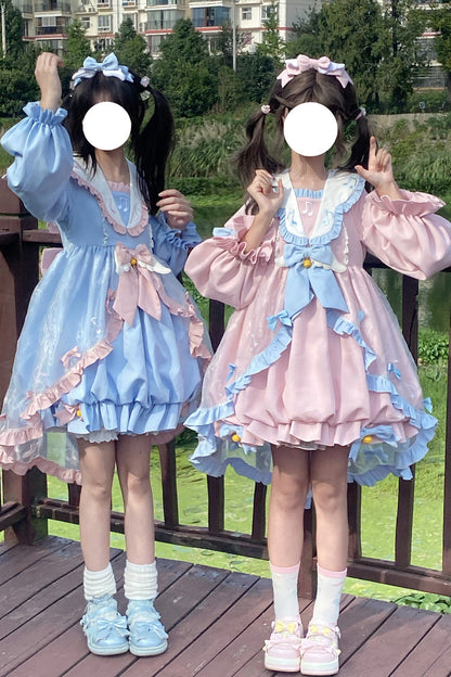 Lolita Dress - Music Notes Print Ruffle, Pink, Lace Trim, Ruffled, Printed - additional product view 5