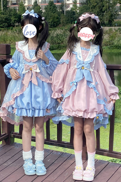 Lolita Dress - Music Notes Print Ruffle, Pink, Lace Trim, Ruffled, Printed - additional product view 7
