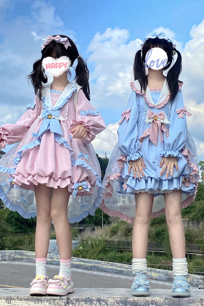 Lolita Dress - Music Notes Print Ruffle, Pink, Lace Trim, Ruffled, Printed - additional product view 8