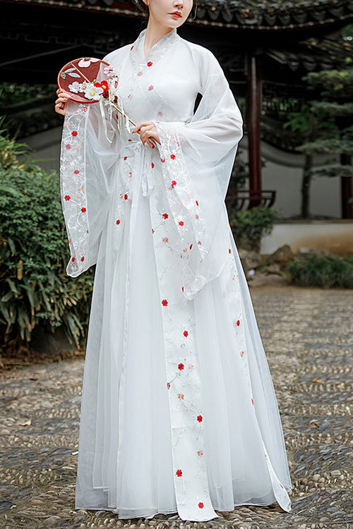 Lolita Dress - New Safflower, White, Embroidered, Sweet Style, Chinese-Inspired Style - main product image