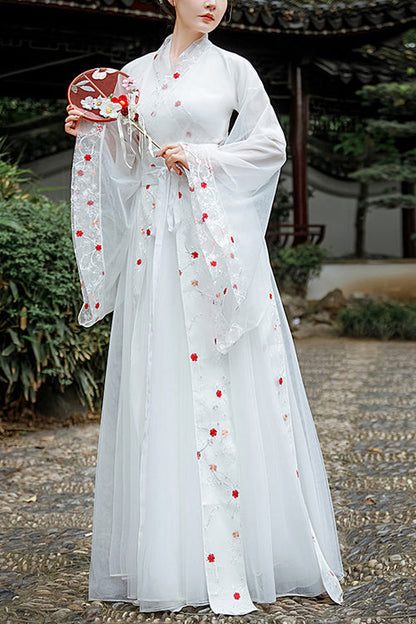Lolita Dress - New Safflower, White, Embroidered, Sweet Style, Chinese-Inspired Style - main product image