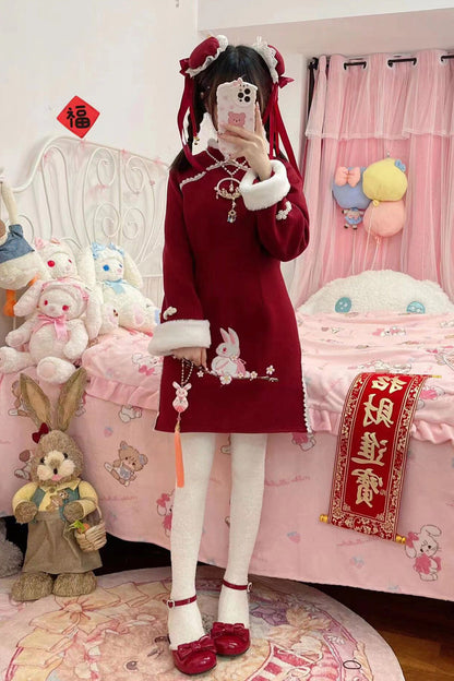 Lolita Dress - New Year, Red, Printed, Embroidered, Sweet Style - additional product view 2