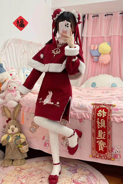 Lolita Dress - New Year, Red, Printed, Embroidered, Sweet Style - additional product view 3