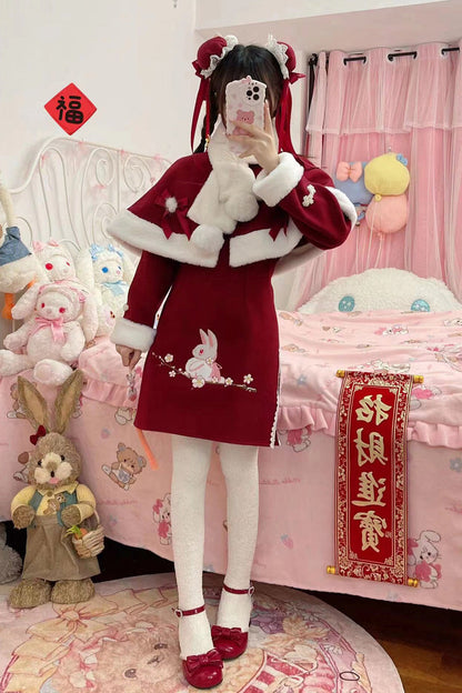 Lolita Dress - New Year, Red, Printed, Embroidered, Sweet Style - additional product view 5