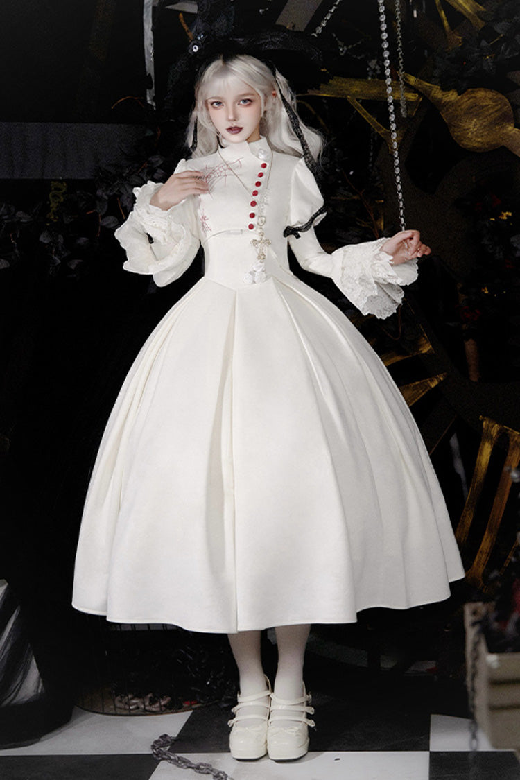 Lolita Dress - Night Poems, 2 Colors, Embroidered, Gothic Style - S White / M White / L White option