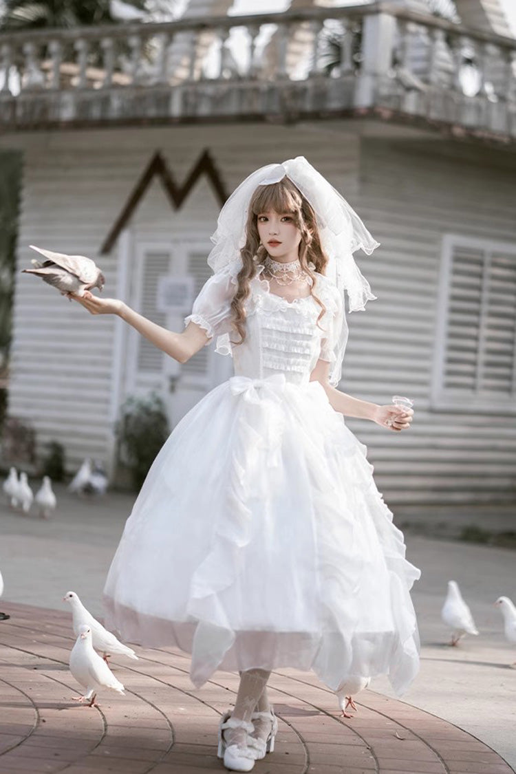 Lolita Dress - Ode To Floating Lights Fantasy, White, Ruffled, Sweet Style, Bow Detail - additional product view 2