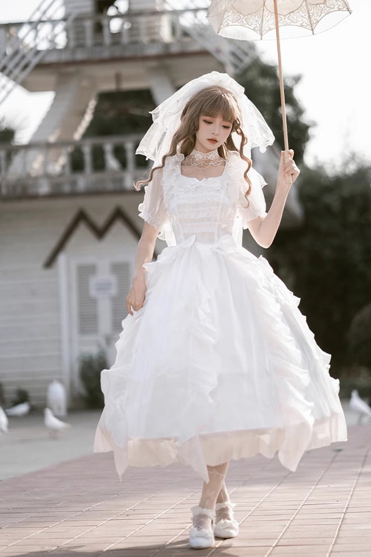 Lolita Dress - Ode To Floating Lights Fantasy, White, Ruffled, Sweet Style, Bow Detail - additional product view 3