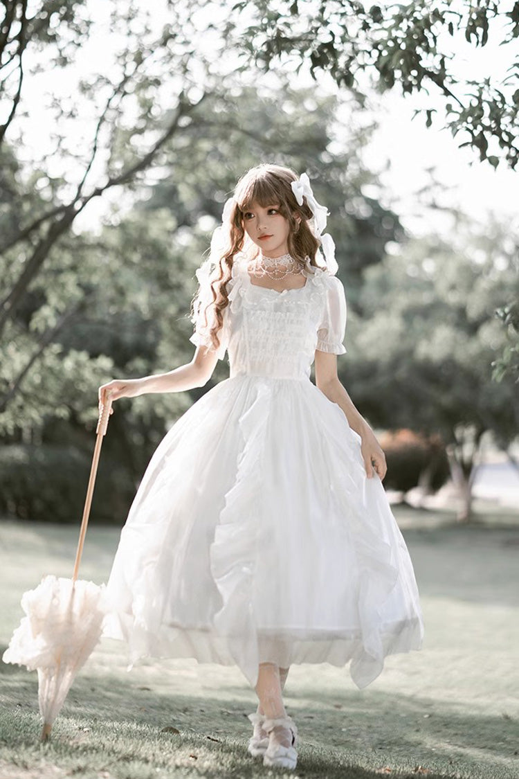 Lolita Dress - Ode To Floating Lights Fantasy, White, Ruffled, Sweet Style, Bow Detail - additional product view 5